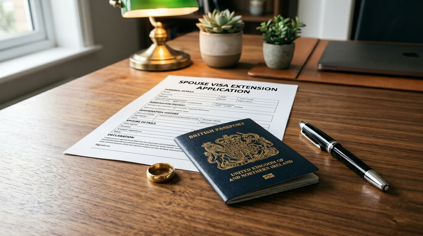 Graphic highlighting common reasons spouse visa extensions get refused in the UK.
