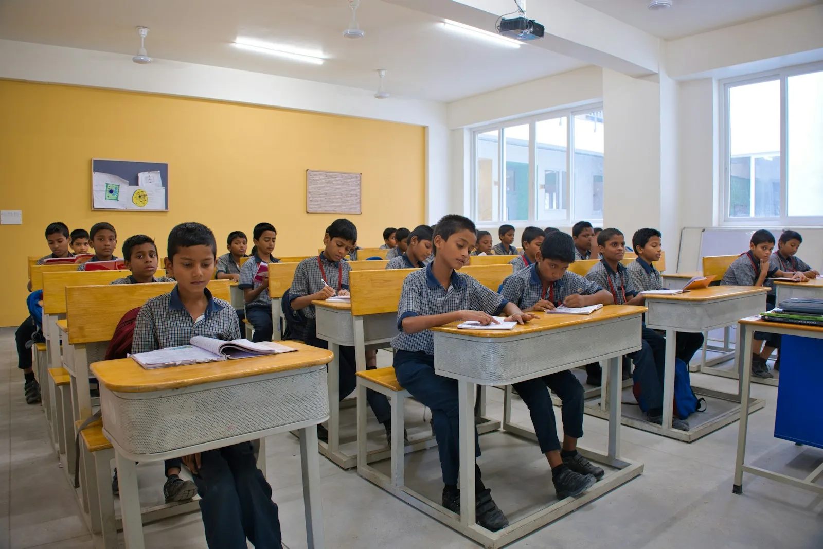 Children studying together at an independent school